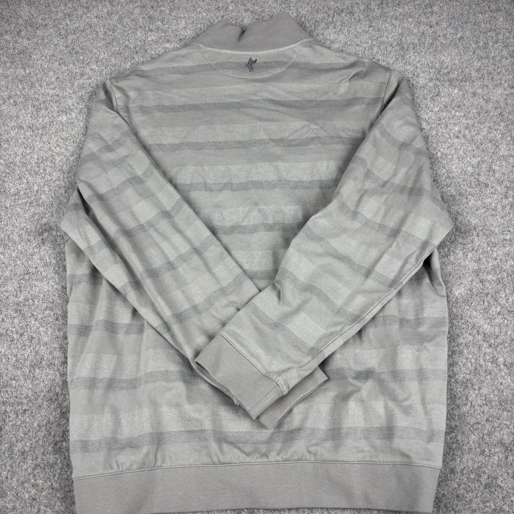 Ashworth Quarter Zip Pullover Mens XL Gray Striped Golf Sweater Cotton‎ Blend
